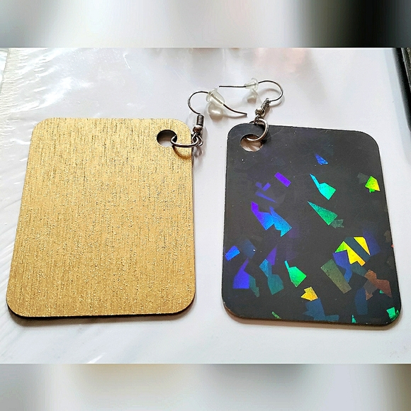 New Handcrafted Italia Holographic & Hand-painted Wood Earrings! 2.5" inch Women - Picture 5 of 6